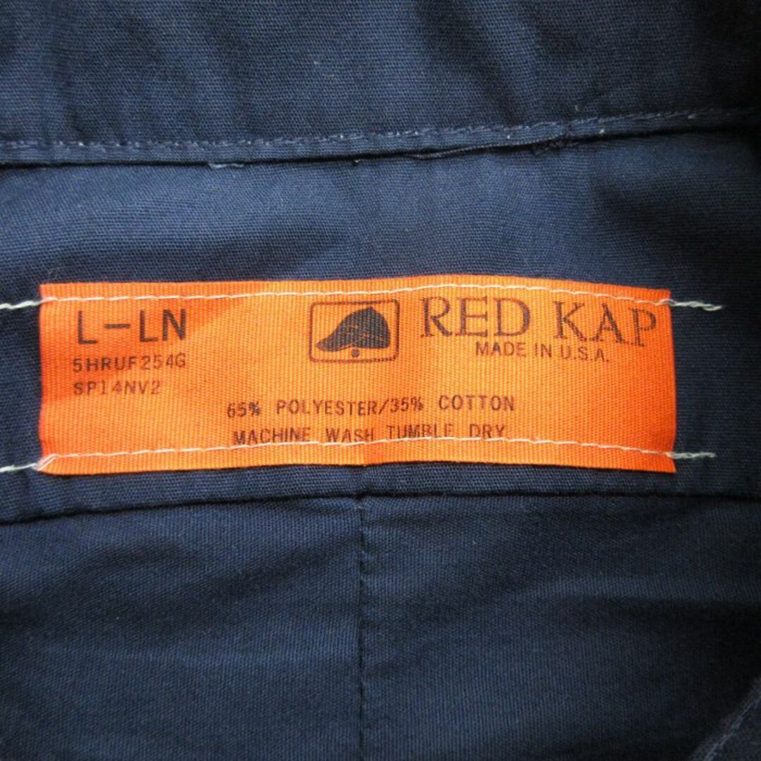 RED KAP(レッドキャップ)のL★古着 レッドキャップ 長袖 ワーク シャツ メンズ 90年代 90s ロング丈 USA製 紺 ネイビー 24may17 中古 トップス メンズのトップス(シャツ)の商品写真