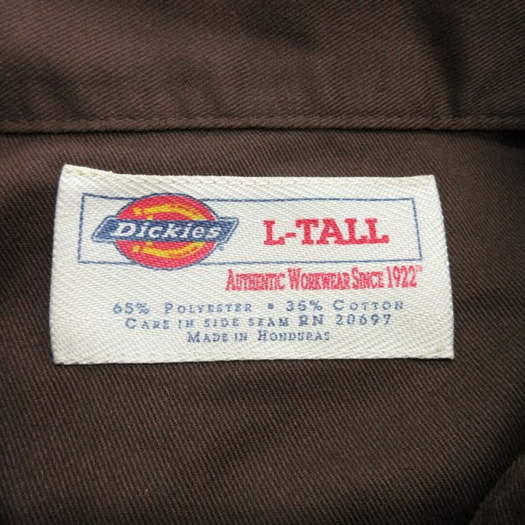 Dickies(ディッキーズ)のXL★古着 ディッキーズ Dickies 長袖 ワーク シャツ メンズ 00年代 00s ロング丈 濃茶 ブラウン 24may17 中古 トップス メンズのトップス(シャツ)の商品写真