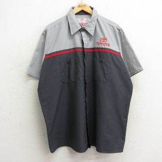 レッドキャップ(RED KAP)のXL★古着 レッドキャップ 半袖 ワーク シャツ メンズ トヨタ 大きいサイズ グレー他 24may17 中古 トップス(シャツ)