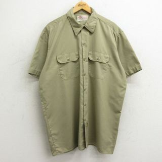 ディッキーズ(Dickies)のXL★古着 ディッキーズ Dickies 半袖 ワーク シャツ メンズ 00年代 00s 大きいサイズ ロング丈 ベージュ カーキ 24may17 中古 トップス(シャツ)