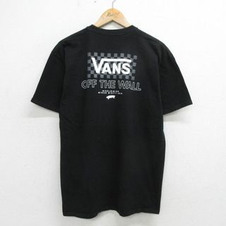 M★古着 バンズ VANS 半袖 Tシャツ メンズ ビッグロゴ コットン クルーネック 黒 ブラック 24may17 中古(Tシャツ/カットソー(半袖/袖なし))