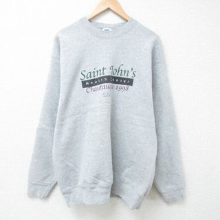 XL★古着 長袖 スウェット メンズ 90年代 90s セントジョンズ クルーネック USA製 グレー 霜降り 24may17 中古 スエット トレーナー トップス(パーカー)