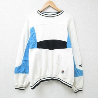 XL★古着 ポニー 長袖 スウェット メンズ 90年代 90s マルチカラー 大きいサイズ クルーネック 白他 ホワイト 【spe】 24may17 中古 スエット トレーナー トップス(パーカー)