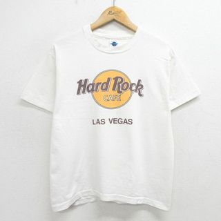 M★古着 半袖 ビンテージ Tシャツ メンズ 90年代 90s ハードロックカフェ ラスベガス コットン クルーネック USA製 白 ホワイト 24may17 中古(Tシャツ/カットソー(半袖/袖なし))