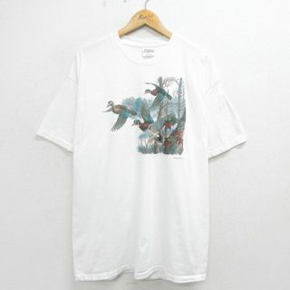 ヘインズ(Hanes)のXL★古着 ヘインズ Hanes 半袖 ビンテージ Tシャツ メンズ 00年代 00s カモ 大きいサイズ コットン クルーネック 白 ホワイト 24may17 中古(Tシャツ/カットソー(半袖/袖なし))