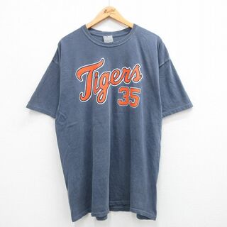 XL★古着 半袖 ビンテージ Tシャツ メンズ 00年代 00s MLB デトロイトタイガース ジャスティンバーランダー 35 大きいサイズ コットン クルーネック グレー メジャーリーグ ベースボール 野球 24may17 中古(Tシャツ/カットソー(半袖/袖なし))