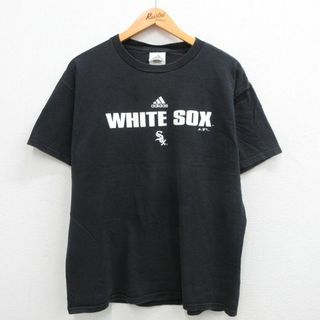 アディダス(adidas)のXL★古着 アディダス adidas 半袖 ビンテージ Tシャツ メンズ 00年代 00s MLB シカゴホワイトソックス ワンポイントロゴ コットン クルーネック 黒 ブラック メジャーリーグ ベースボール 野球 24may17 中古(Tシャツ/カットソー(半袖/袖なし))