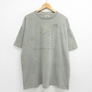 XL★古着 半袖 ビンテージ Tシャツ メンズ 90年代 90s 犬 SEADOG 大きいサイズ コットン クルーネック USA製 グレー系 24may17 中古(Tシャツ/カットソー(半袖/袖なし))