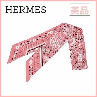 エルメス(Hermes)のエルメス ツイリー Peuple du Vent 風の民 ピンク スカーフ(バンダナ/スカーフ)