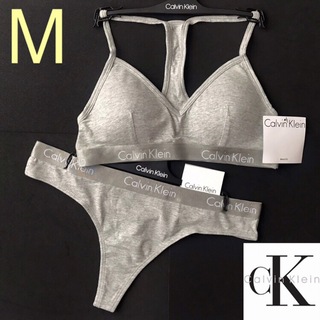 カルバンクライン(Calvin Klein)のレア 新品 下着 USA カルバンクライン ブラ Tショーツ ck グレー M(ブラ&ショーツセット)