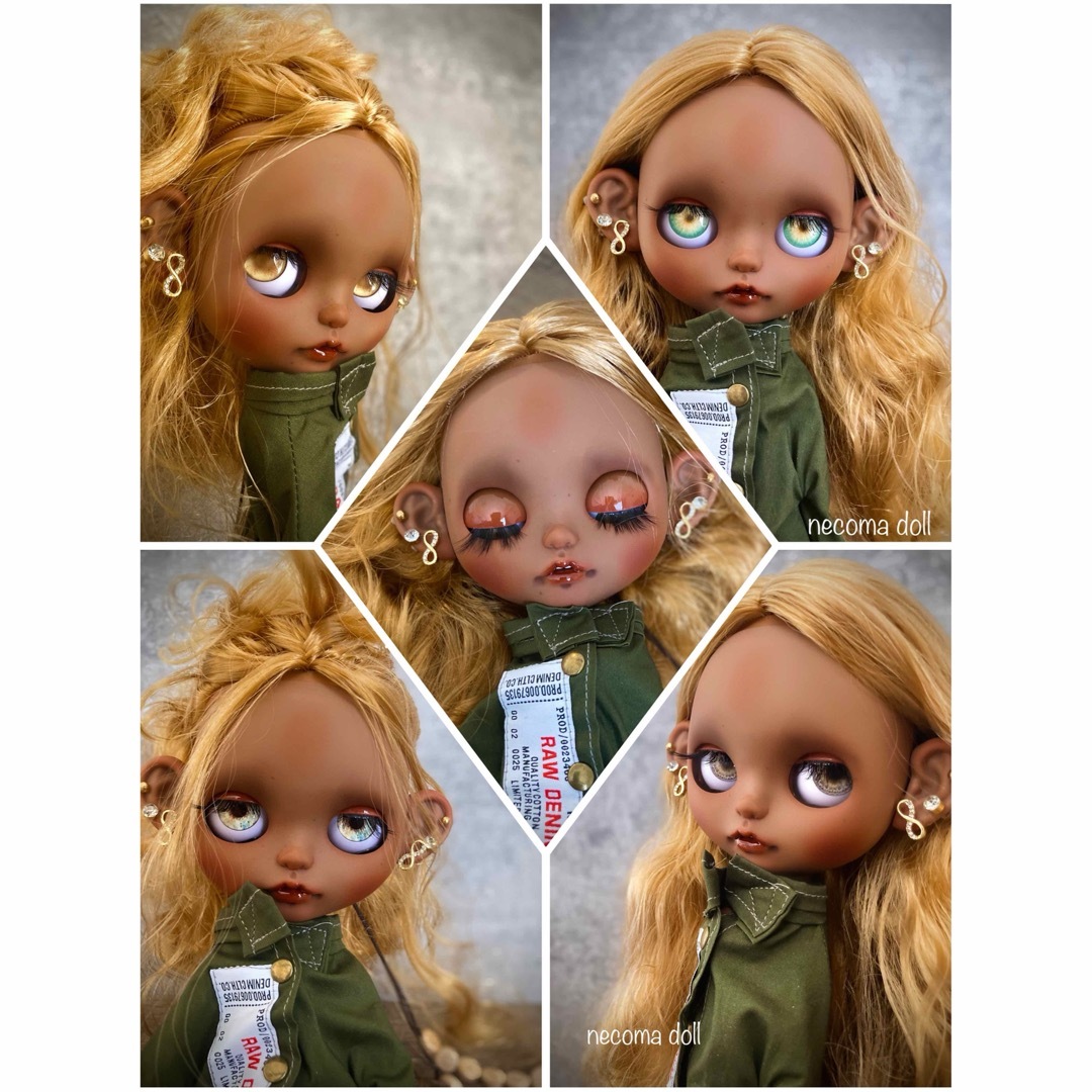 【necoma doll】ブロンドのスーパーブラックちゃん◆OFフルセット！ ハンドメイドのぬいぐるみ/人形(人形)の商品写真
