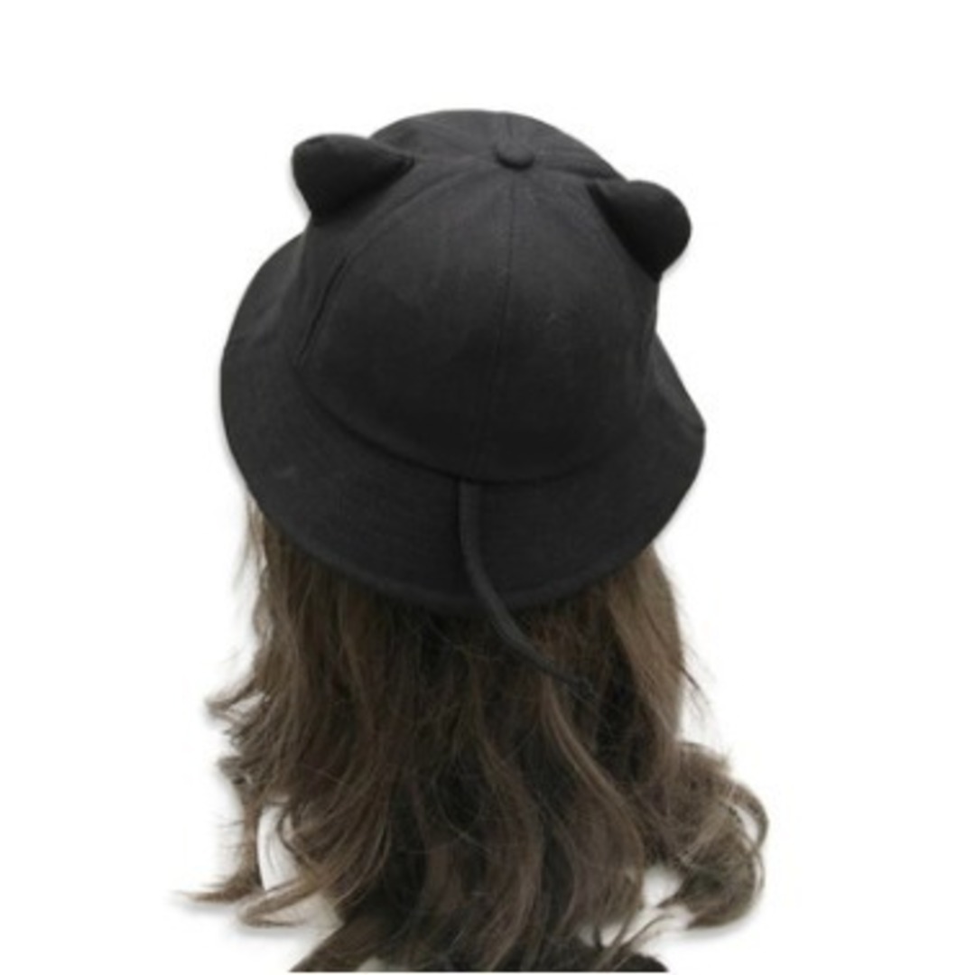 ねこ　帽子　和風カジュアル　レディース　韓国　ブラック　シンプル レディースの帽子(ハット)の商品写真