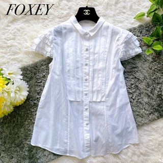 極美品✨FOXEY フォクシー　ブラウス　袖フリル　白　42 XL