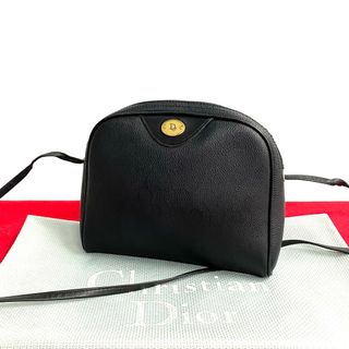 ディオール(Dior)のほぼ 未使用 希少品 Christian Dior ディオール ハニカム 柄 ロゴ レザー ミニ ショルダーバッグ ポシェット サコッシュ ブラック 30252(ショルダーバッグ)