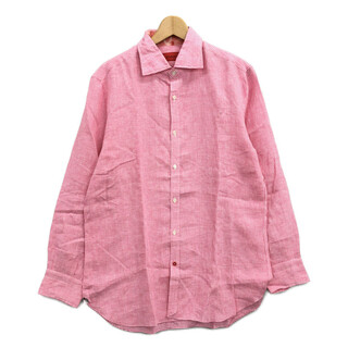 美品  ISAIA リネンチェックシャツ    メンズ 42(シャツ)