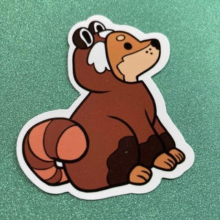 ⭐️人気⭐️茶色⭐️たぬきの着ぐるみを着た犬の防水ステッカー(車外アクセサリ)