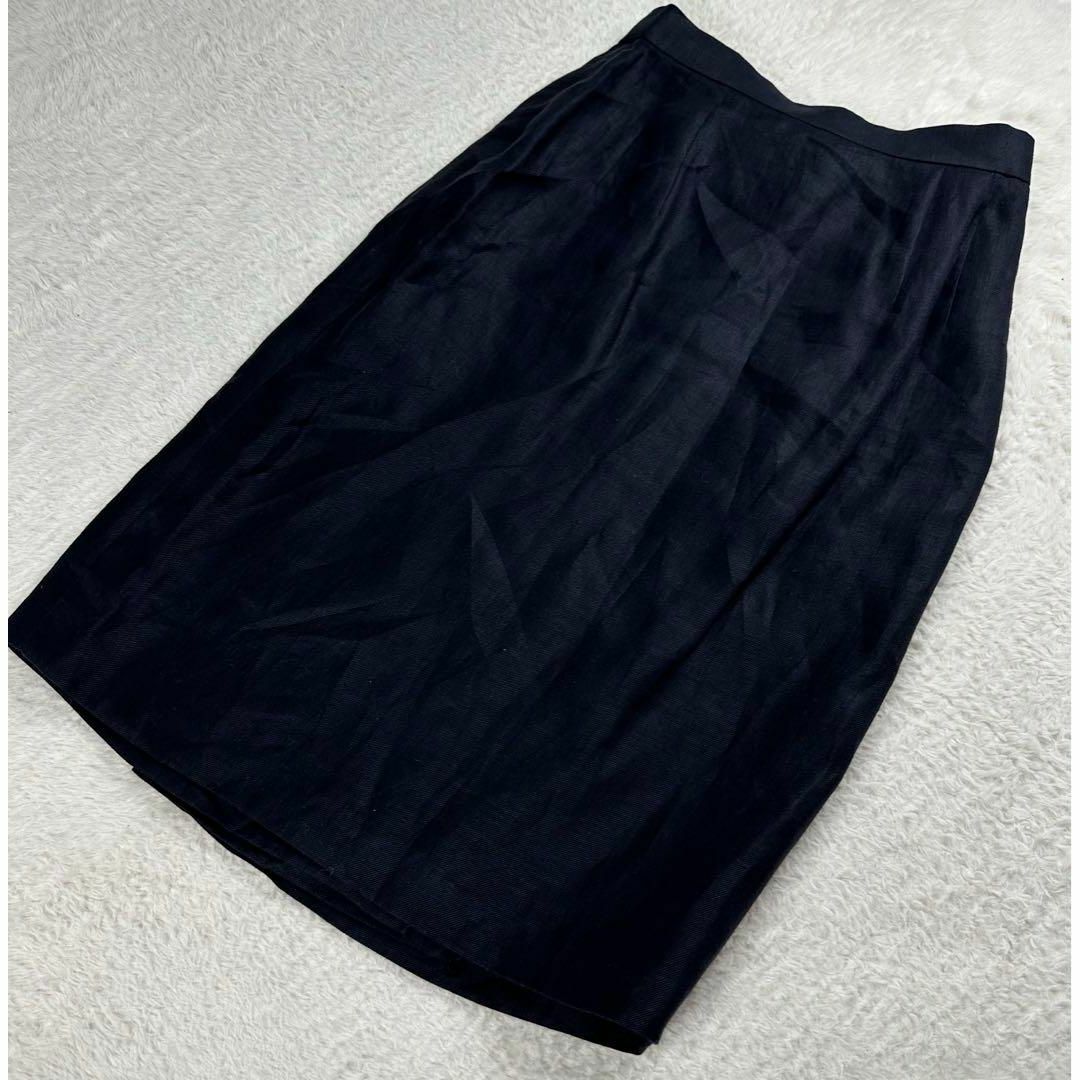 AQUA SCUTUM(アクアスキュータム)のアクアスキュータム✨リネン100% スカートセットアップ ネイビー サイズ9 レディースのフォーマル/ドレス(スーツ)の商品写真
