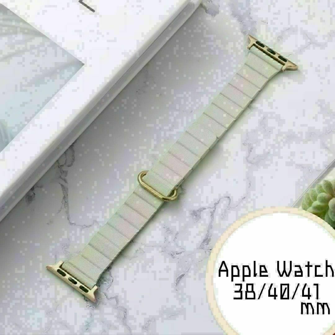 Apple Watch　38/40/41　バンド　レザー　ライトグレー レディースのファッション小物(腕時計)の商品写真
