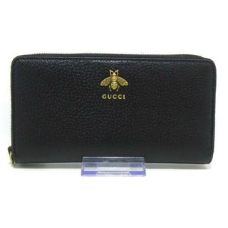 グッチ(Gucci)のGUCCI(グッチ) 長財布美品  アニマリエ ジップアラウンドウォレット 523667 黒 ラウンドファスナー レザー(財布)