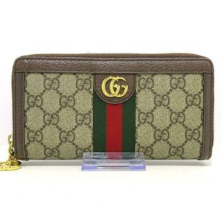 グッチ(Gucci)のGUCCI(グッチ) 長財布 オフィディア GG ジップアラウンドウォレット 523154 ベージュ×ダークブラウン×マルチ ラウンドファスナー PVC(塩化ビニール)×レザー(財布)