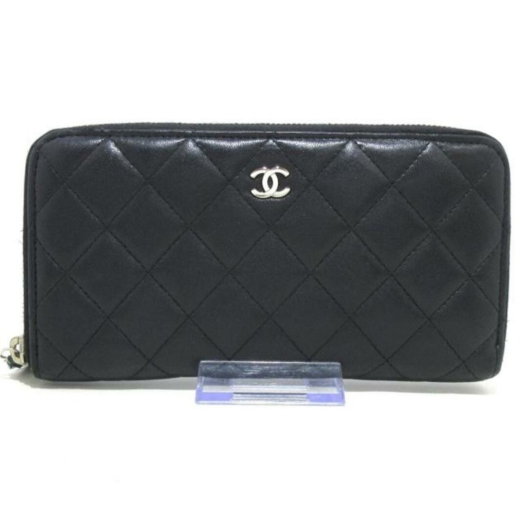 CHANEL(シャネル)のCHANEL(シャネル) 長財布 マトラッセ 黒 ラウンドファスナー ラムスキン レディースのファッション小物(財布)の商品写真