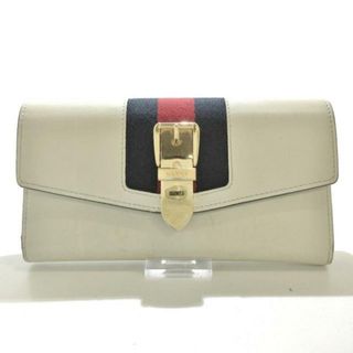 グッチ(Gucci)のGUCCI(グッチ) 長財布 シルヴィ 476084 アイボリー×ダークネイビー×レッド レザー(財布)