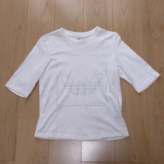 アディダス(adidas)のADIDAS☆アディダス☆ホワイト6分袖カットソーTシャツ☆Lサイズ(Tシャツ(長袖/七分))