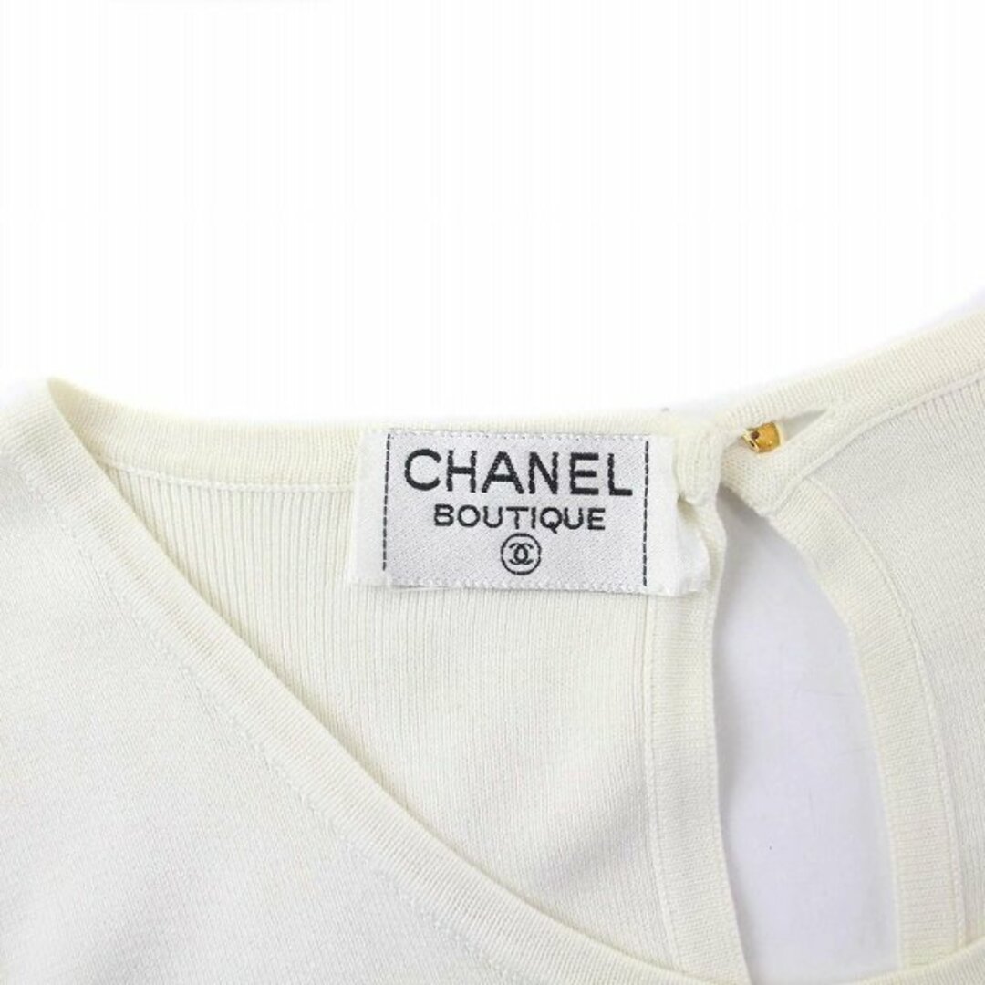 CHANEL(シャネル)のシャネル ノースリーブ ニットワンピース ロング ボーダー ココマーク40 白紺 レディースのレディース その他(その他)の商品写真