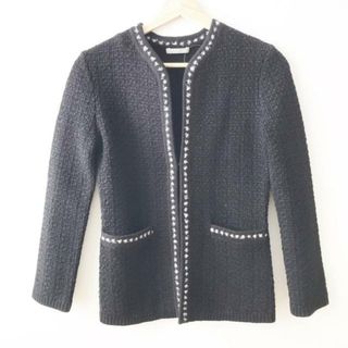 セオリーリュクス(Theory luxe)のtheory luxe(セオリーリュクス) ジャケット サイズ32 XS レディース - 黒×アイボリー 長袖/ニット/ノーカラー/冬(その他)