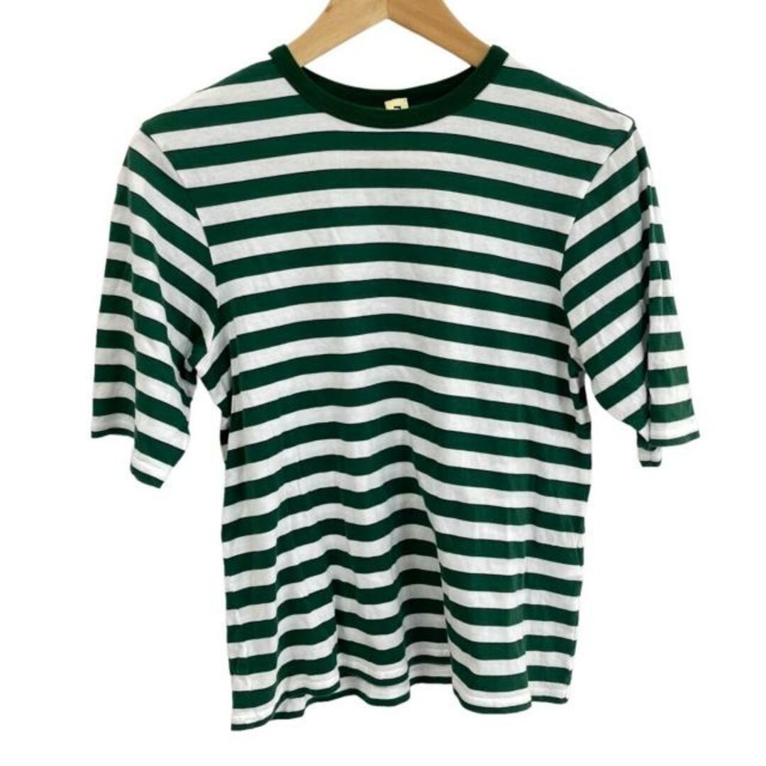 nagonstans(ナゴンスタンス) 半袖Tシャツ サイズ38 M レディース美品  - ダークグリーン×白 クルーネック/ボーダー レディースのトップス(Tシャツ(半袖/袖なし))の商品写真
