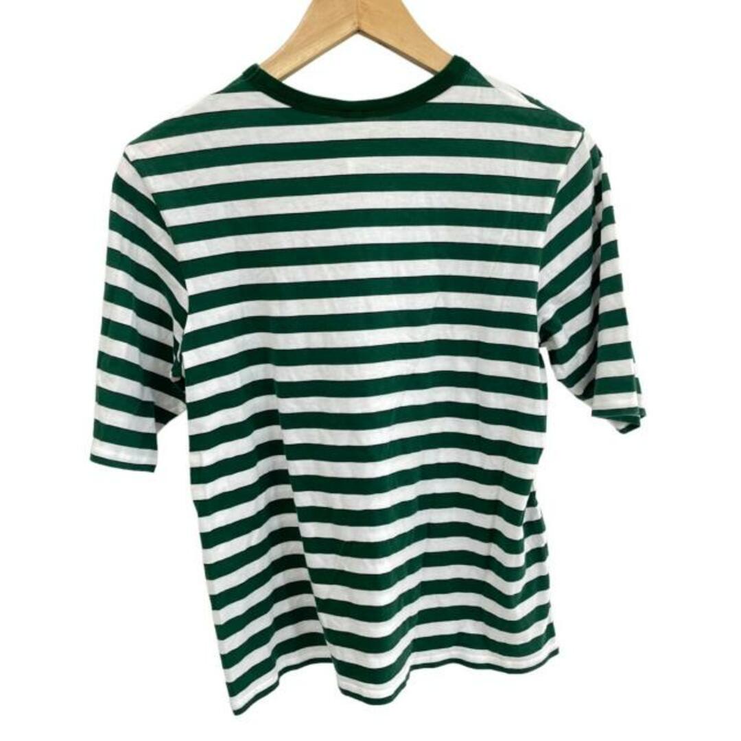 nagonstans(ナゴンスタンス) 半袖Tシャツ サイズ38 M レディース美品  - ダークグリーン×白 クルーネック/ボーダー レディースのトップス(Tシャツ(半袖/袖なし))の商品写真