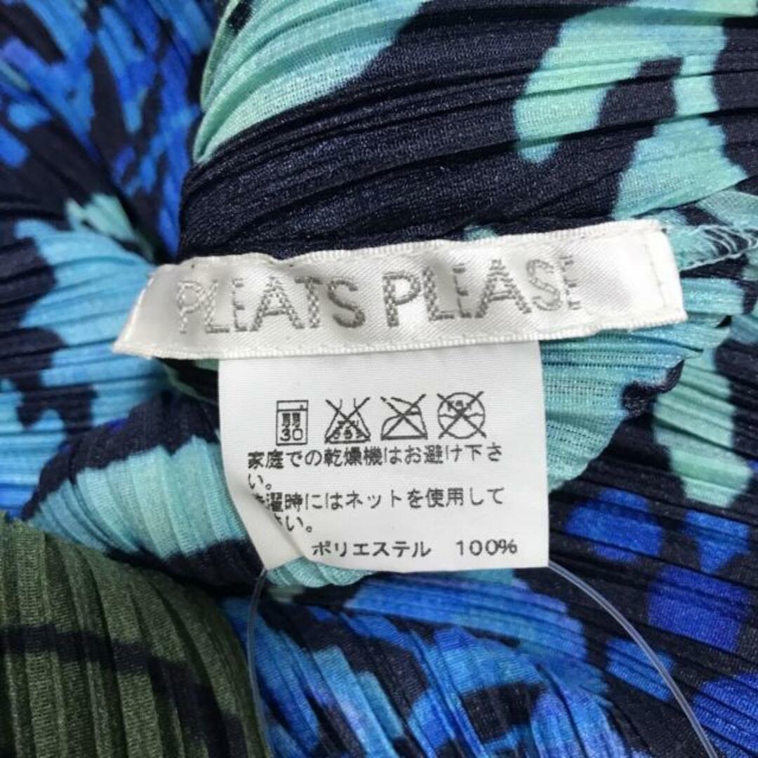 PLEATS PLEASE ISSEY MIYAKE(プリーツプリーズイッセイミヤケ)のPLEATS PLEASE(プリーツプリーズ) ワンピース サイズ3 L レディース - ブルー×カーキ×マルチ ノースリーブ/ミニ/シャツワンピ レディースのワンピース(その他)の商品写真