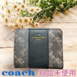 COACH - 【新品未使用】　coach コーチ　馬車　ブラック　スモール財布　折財布