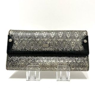 アナスイ(ANNA SUI)のANNA SUI(アナスイ) 長財布 - ゴールド×黒 がま口/型押し加工 レザー(財布)