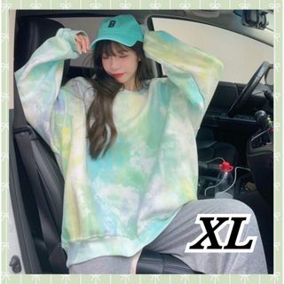 【訳あり】マーブル スウェット 長袖 オシャレ レディース アパレル XL(トレーナー/スウェット)