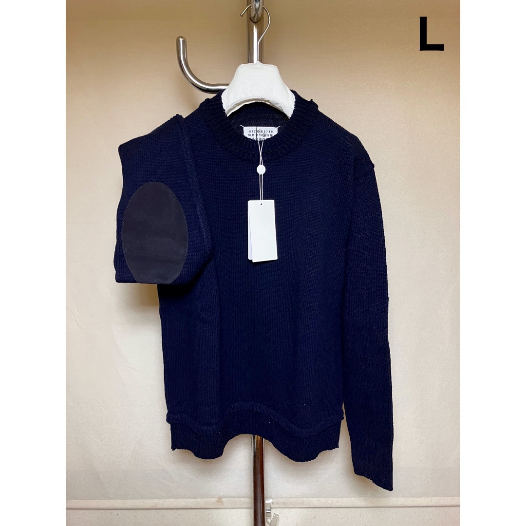 Maison Margiela（旧Maison Martin Margiela） - 新品 L マルジェラ 23aw エルボーパッチニット セーター 紺 6286