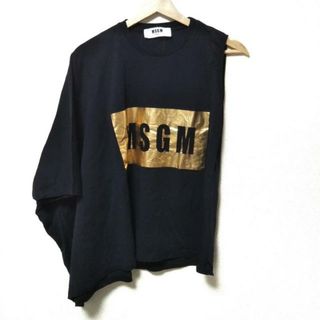 エムエスジイエム(MSGM)のMSGM(エムエスジィエム) カットソー サイズM レディース美品  - 黒×ゴールド 変形袖/クルーネック(その他)