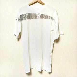 エムエムシックス(MM6)のMM6(エムエムシックス) 半袖Tシャツ サイズM レディース美品  - 白×シルバー クルーネック(Tシャツ(半袖/袖なし))