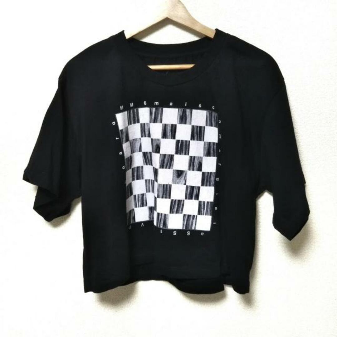 MM6(エムエムシックス)のMM6(エムエムシックス) 半袖Tシャツ サイズM レディース美品  - 黒×白×ライトグレー クルーネック/ショート丈 レディースのトップス(Tシャツ(半袖/袖なし))の商品写真