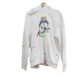 ポロラルフローレン(POLO RALPH LAUREN)のPOLObyRalphLauren(ポロラルフローレン) パーカー サイズL メンズ - 白×マルチ 長袖/ポロベア(パーカー)