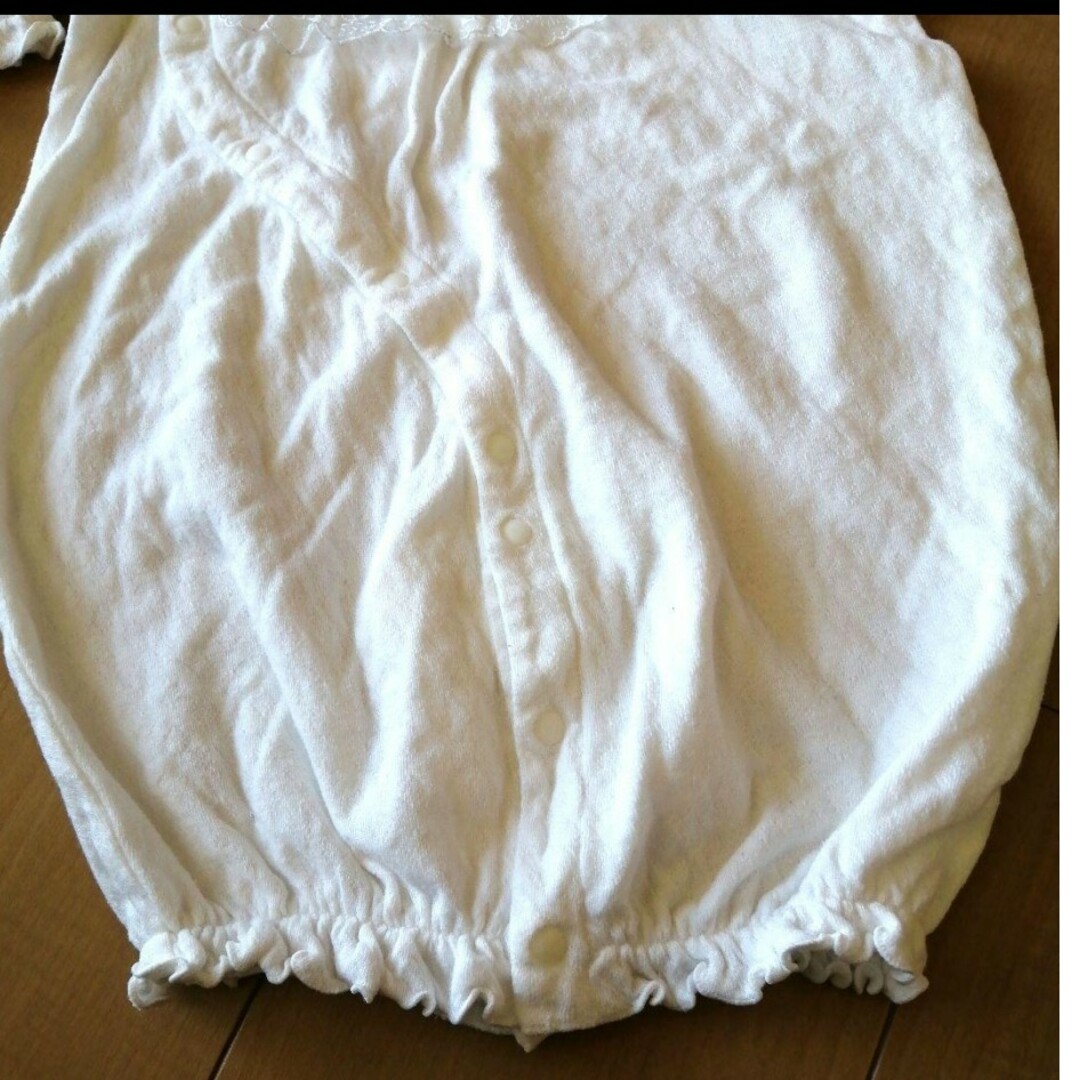 ベビー　2way 白　ロンパース　50〜70cm キッズ/ベビー/マタニティのベビー服(~85cm)(ロンパース)の商品写真