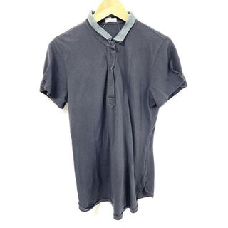 ブルネロクチネリ(BRUNELLO CUCINELLI)のBRUNELLO CUCINELLI(ブルネロクチネリ) 半袖ポロシャツ サイズXXL XL レディース - ダークグレー×ブルーグレー ラインストーン(ポロシャツ)