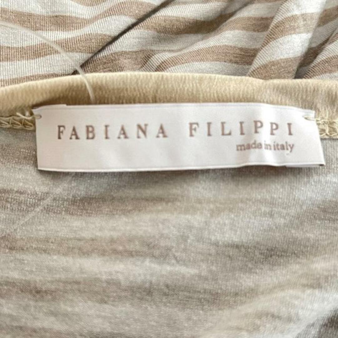 FABIANA FILIPPI(ファビアーナフィリッピ) 長袖Tシャツ サイズI46 L レディース美品  - ライトグレー×ベージュ クルーネック/ボーダー レディースのトップス(Tシャツ(長袖/七分))の商品写真