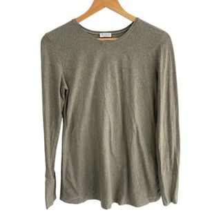 ブルネロクチネリ(BRUNELLO CUCINELLI)のBRUNELLO CUCINELLI(ブルネロクチネリ) 長袖Tシャツ サイズL レディース - カーキ クルーネック/ラインストーン(Tシャツ(長袖/七分))