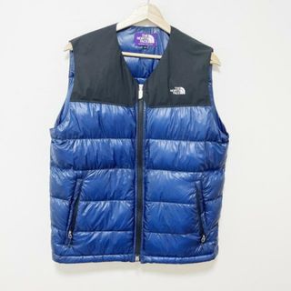 ザノースフェイス(THE NORTH FACE)のTHE NORTH FACE(ノースフェイス) ダウンベスト サイズM メンズ - ネイビー×黒 ジップアップ/パープルレーベル/冬 【中綿】ダウン、レーヨン(ダウンベスト)