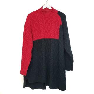 yohjiyamamoto(ヨウジヤマモト) 長袖セーター サイズ3 L メンズ - 黒×レッド ハイネック/S'YTE