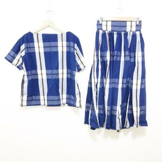 BEAMS BOY - BEAMSBOY(ビームスボーイ) スカートセットアップ レディース美品  - ネイビー×ライトグレー×マルチ チェック柄/ウエストゴム