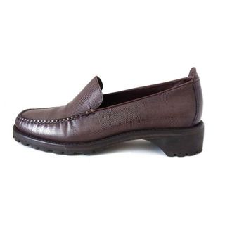 コールハーン(Cole Haan)のCOLE HAAN(コールハーン) ローファー 7 B レディース - ダークブラウン 型押し加工/COUNTRY レザー(ローファー/革靴)