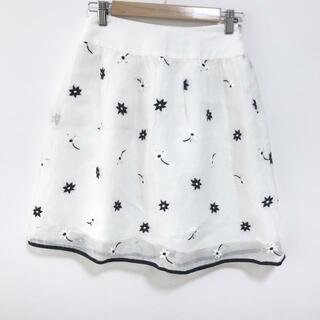 M'S GRACY(エムズグレイシー) スカート サイズ36 S レディース - 白×黒 ひざ丈/刺繍/フラワー(花)