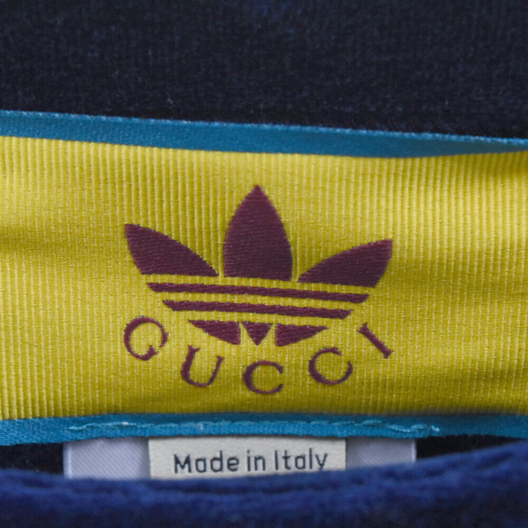 Gucci(グッチ)のGUCCI グッチ ×adidas Velours Dress ×アディダス ベロア ロゴワンピース ネイビー レディース 695679XJEC9 レディースのワンピース(ひざ丈ワンピース)の商品写真